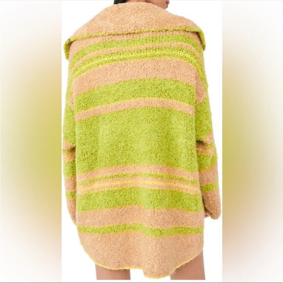 Free People Sunshine to Follow Argyle Cotton Blend Sweater Lemon Sugar Combo NEW - Picture 8 of 10